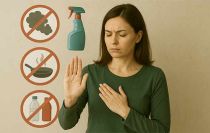femme refusant des sources de polluants