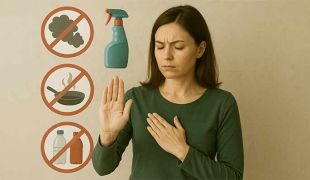 femme refusant des sources de polluants