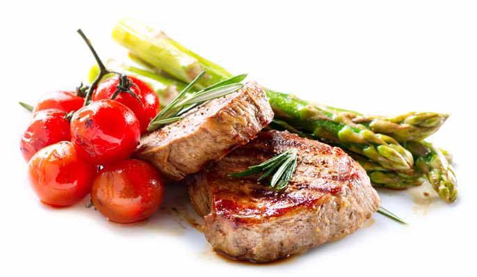 viande grillee et legumes