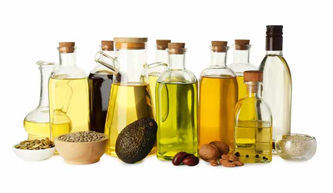 Huiles vegetales en bouteilles